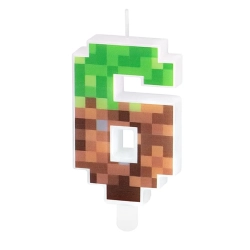 ŚWIECZKA NA TORT MINECRAFT PIKSELE CYFRA 6 SZEŚĆ URODZINY